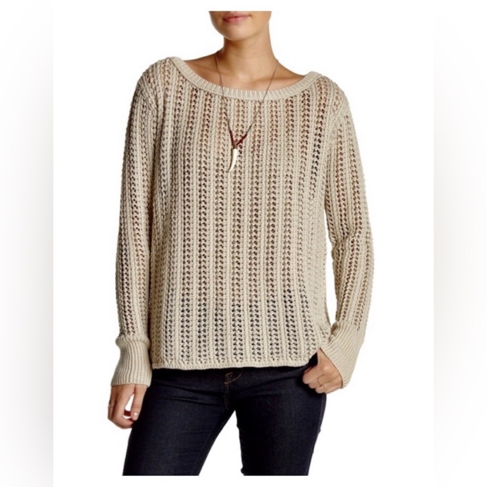 Calypso St. Barth Varinka Beachy Open Knit Sweater - Sand - XS